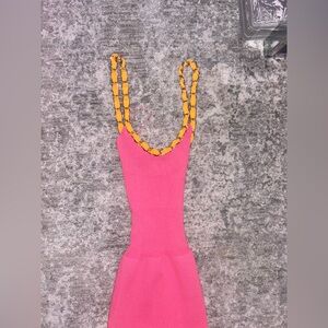 Zara Pink Dress with Orange Chain Detail